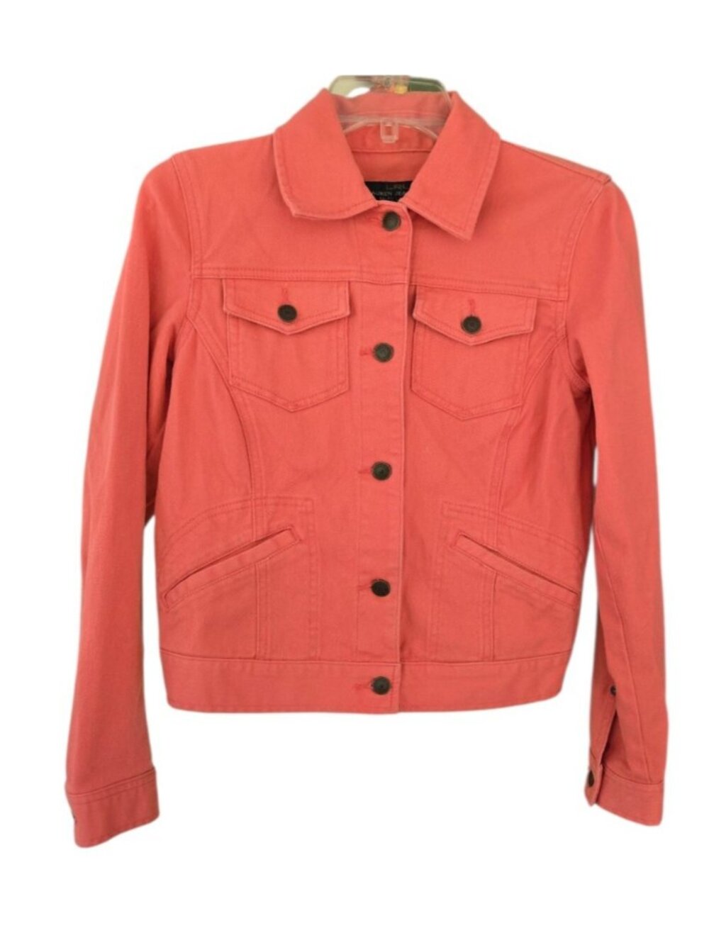 Lauren Jeans Co Coral Pink Denim Trucker Jacket